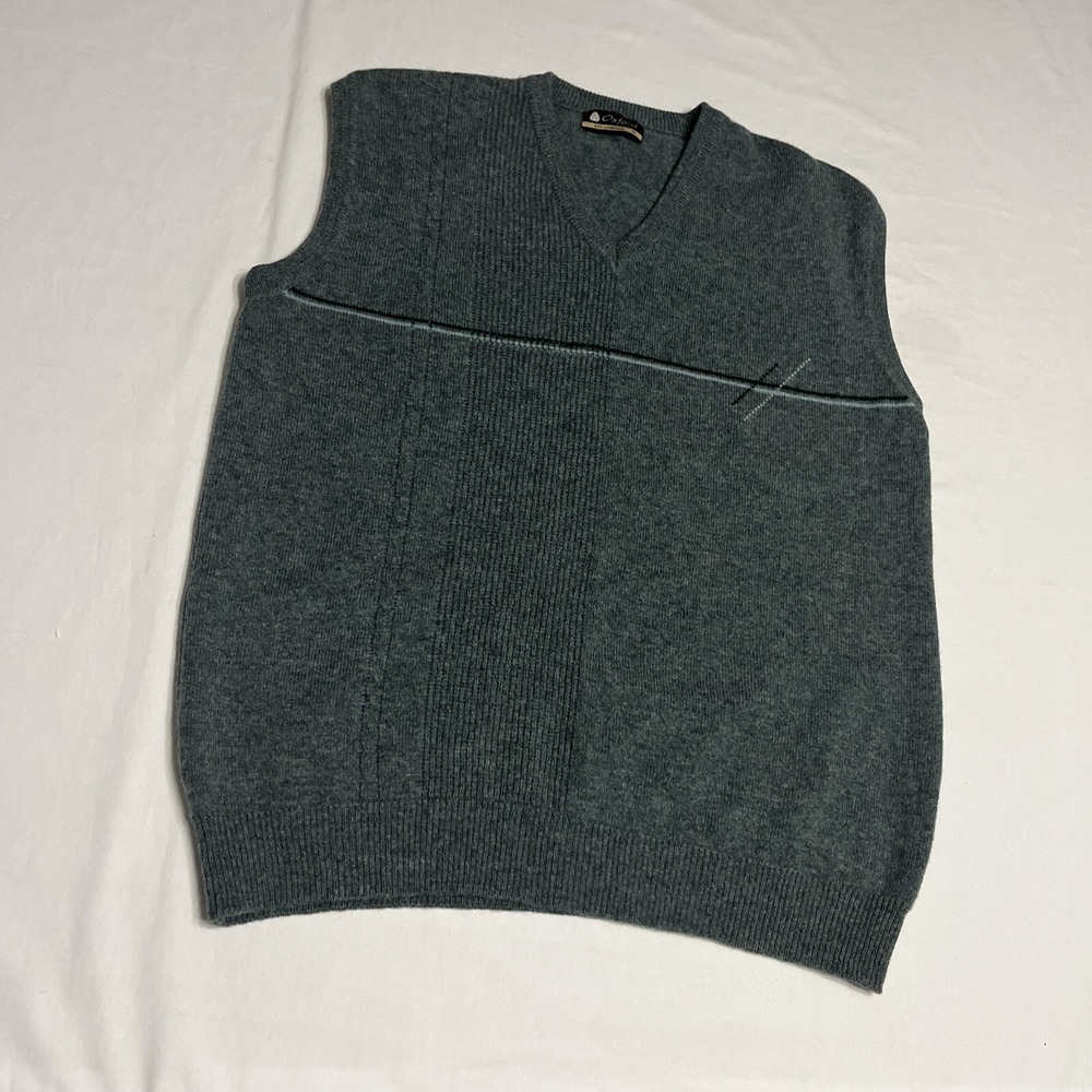 Vintage Oxford Sweater Vest Men's XL (44) Wool Gray Sleeveless Pullover